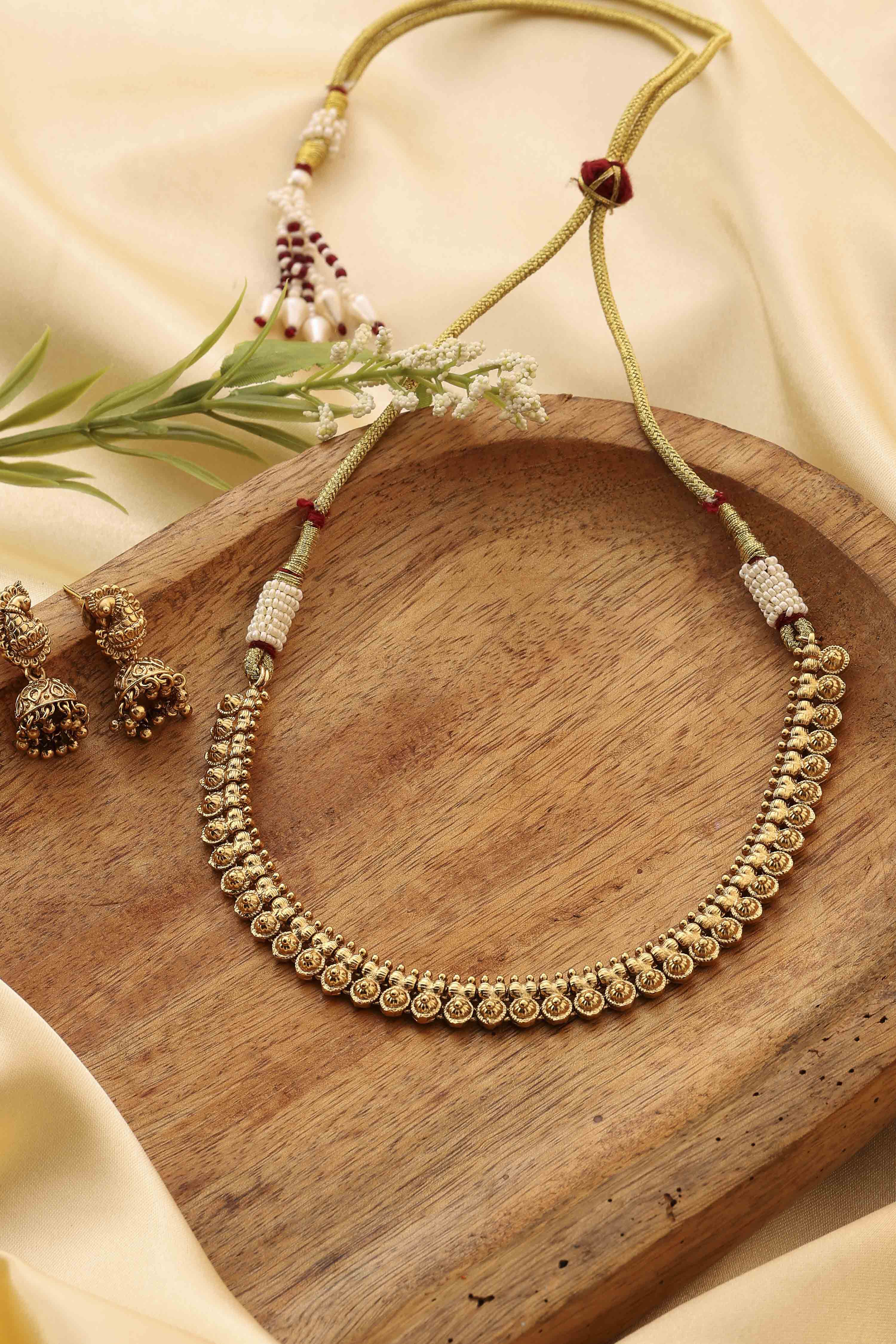 Gold-Plated Brass Coin Choker Set image number 0