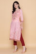 Blue Cotton Straight Printed Kurta image number 4