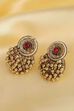 Red Gold Plated Alloy Floral Studded Drop Earrings image number 0