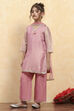 Pink Tissue Dyed A-Line Suit Set image number 3