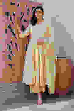 Beige Chanderi Straight Suit set image number 0