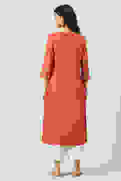 Coral Printed Rayon Straight Kurta Palazzo Suit Set image number 2