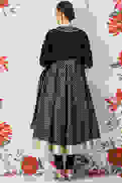 Rohit Bal Black Cotton Silk Anarkali Yarndyed Suit Set image number 4