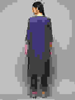 Blue Poly Viscose Straight Suit Set image number 4