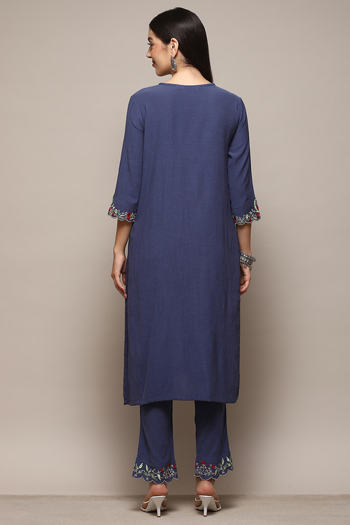 Pink Poly Viscose Straight Suit Set image number 4