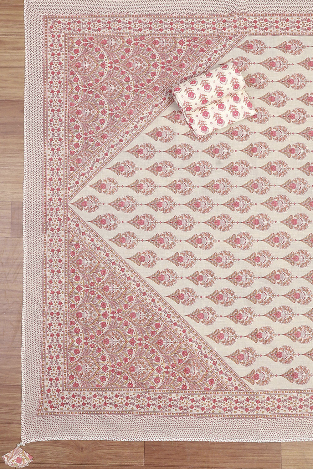 Pink Cotton Unstitched Suit Set image number 2