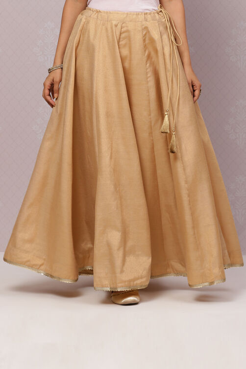 Gold Flared Metallic Cotton Skirts image number 2