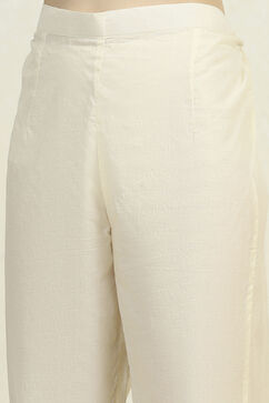 Off White Cotton Hand Embroidered Unstitched Suit Set image number 3