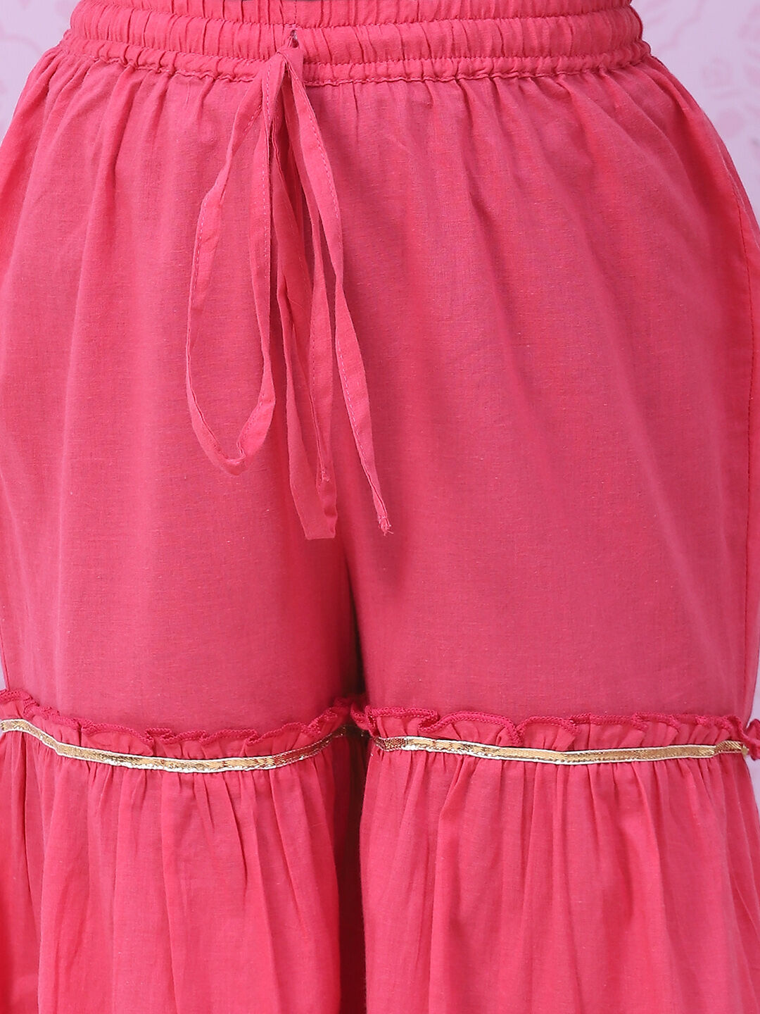 Yellow & Pink Cotton Lehenga Set image number 2