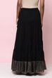 Black Flared Art Silk Skirts image number 6
