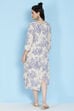 Black Cotton Flax A-line Printed Kurta Dress image number 5