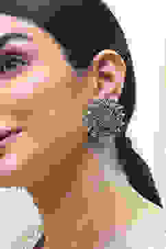 White Oxidised Circular Studs image number 1