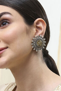White Oxidised Circular Studs image number 1