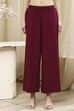 Berry Maroon Solid Straight Palazzos image number 5