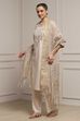 Beige Polyester Blend Straight Dyed Suit Set image number 3