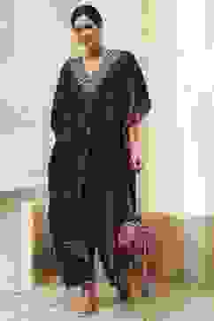 Purple Art Silk A-Line Kurta Palazzo Suit Set image number 6