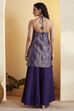 Violet Blue Viscose Rayon Halter Neck Sharara Set image number 5