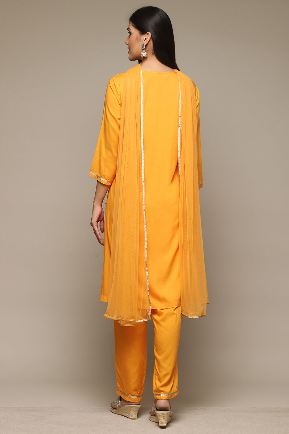 Mango Rayon Straight Kurta Pants Suit Set image number 4