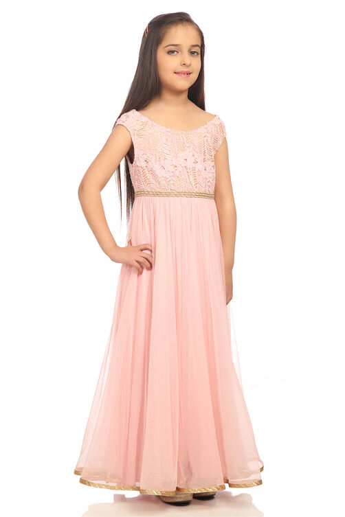 Pink Anarkali Poly Cotton Dress image number 3