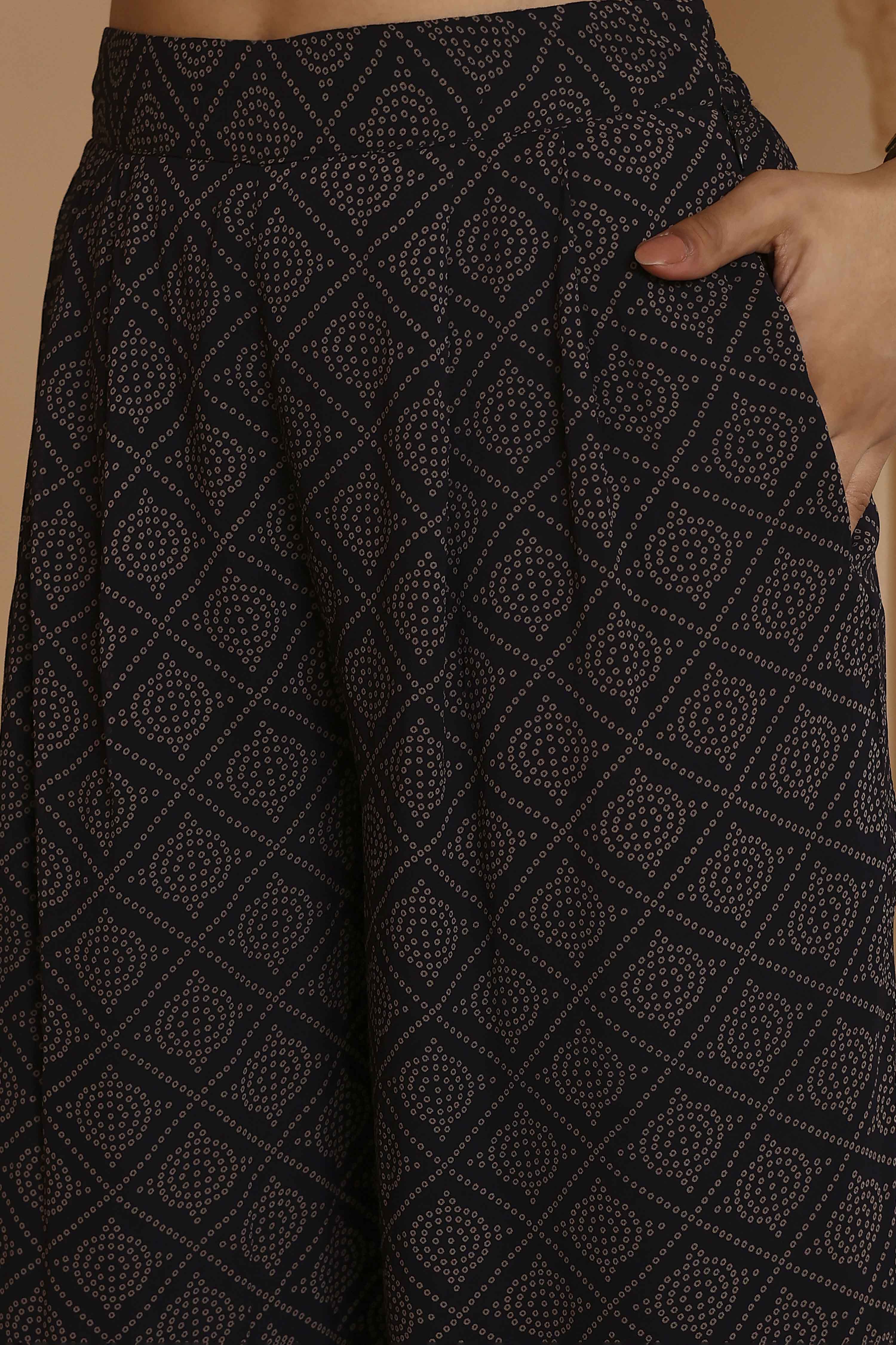 Black Viscose Georgette Bandhani Printed Fusion Set image number 2