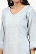 Grey Silk Blend Machine Embroidered Unstitched Suit Set image number 4