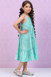Orange Art Silk Tiered Printed Kurta image number 3