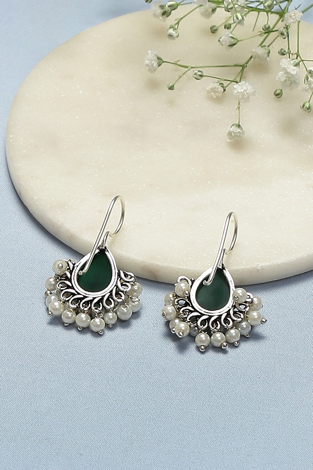 Green Brass Earrings image number 2