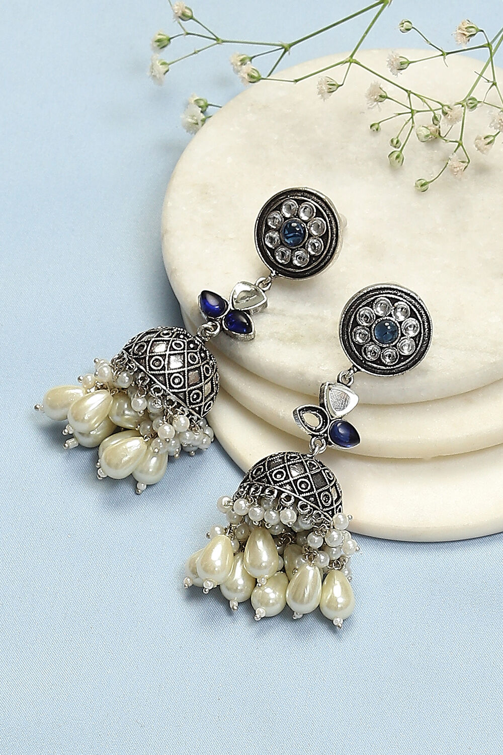 Blue Brass Earrings image number 0