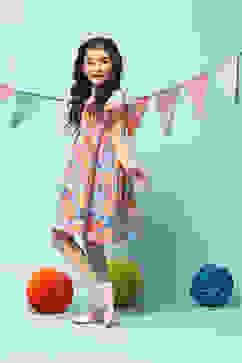 Blue Cotton Gathered Dress image number 2