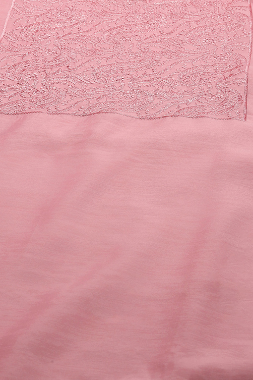 Pink Silk Blend Unstitched Suit Set image number 2