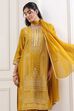 Mustard Yellow Ethnic Motifs Straight Suit Set image number 7