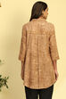 Beige Printed Shirt Style Straight Kurti image number 3