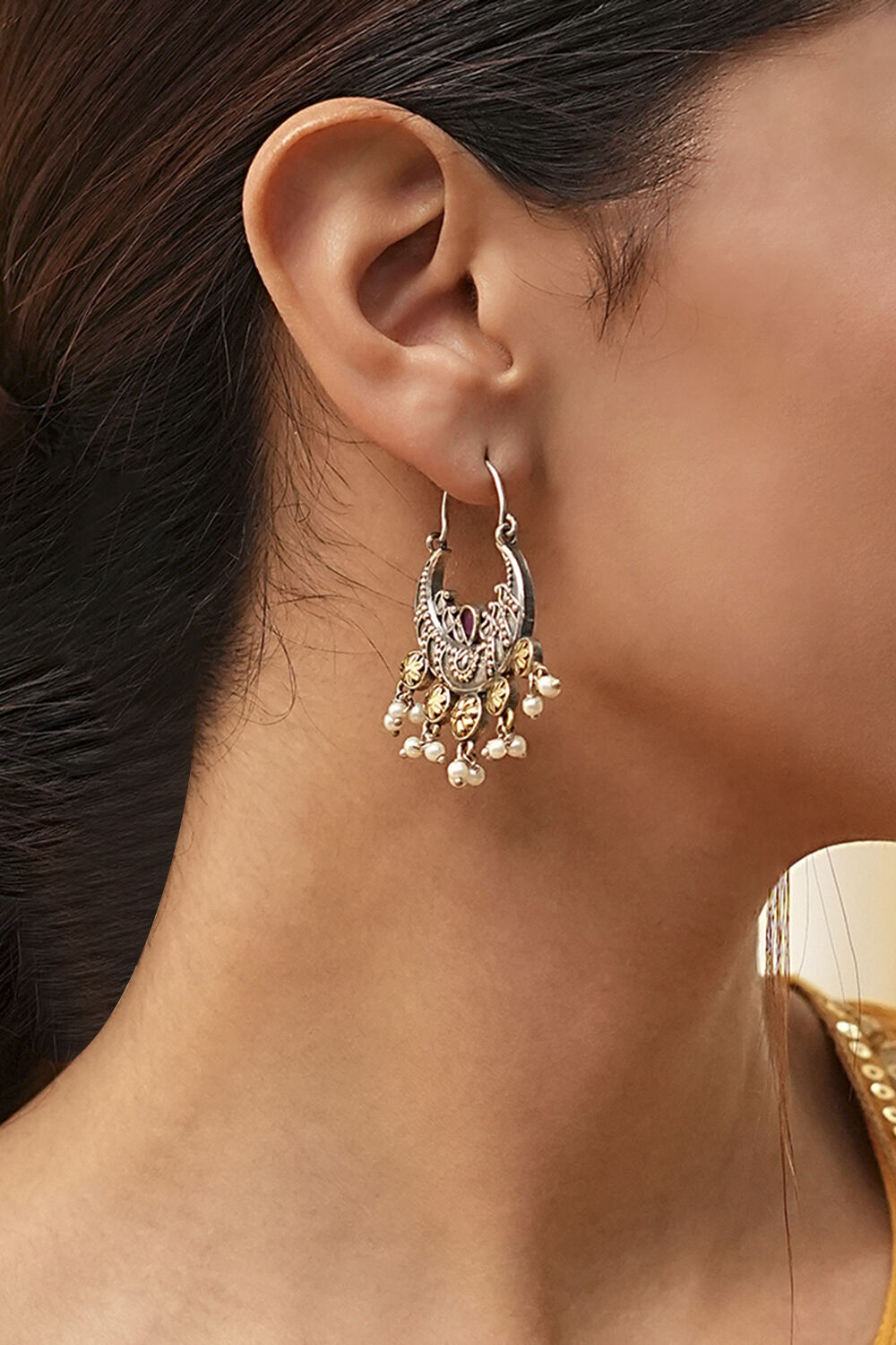 Oxidised Gold Earrings image number 1