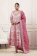 Pink Cotton Kalidar Suit Set image number 0