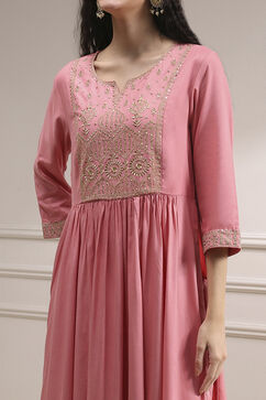 Peach-Colored Dyed Gathered Suit Set image number 1