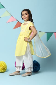 Yellow Cotton Straight Kurta Straight Palazzo Suit Set image number 5