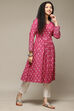 Pink Cotton IKAT Flared Yarndyed Kurta