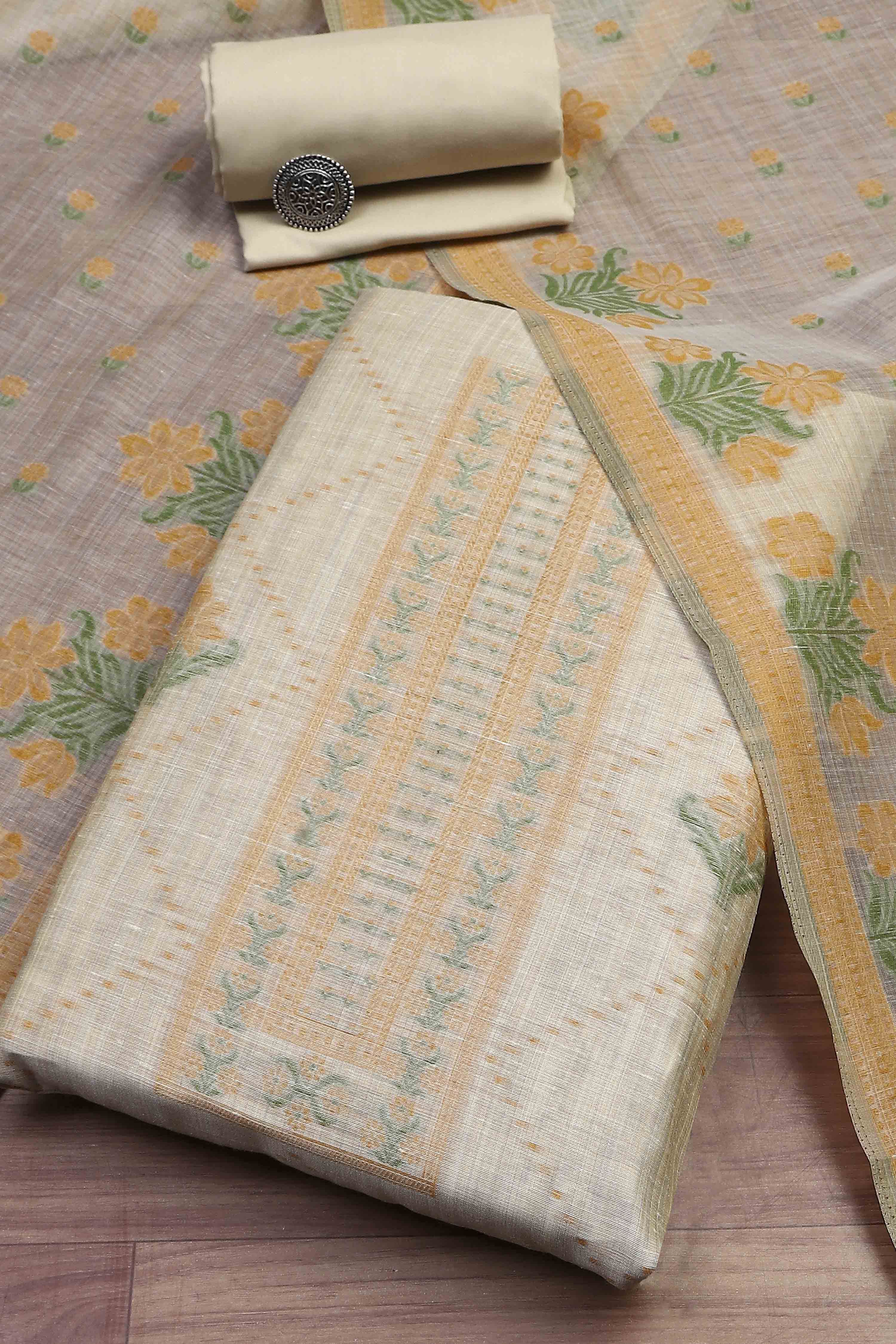 Pink Cotton Attractive Floral Print Unstitched Suit Set image number 0