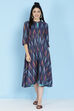 Blue Cotton Fusion Wear Dress image number 3