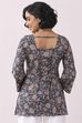 Blue Cotton A-Line Short Kurti image number 4