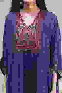 Purple Printed Kaftan Style Kurta Set image number 1