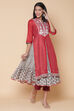 Terracotta Cotton Silk Double Layered Embroidered Kurta image number 1