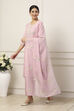 Pink Poly Chanderi Embroidered Straight Suit Set image number 3