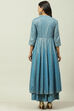 Ochre Cotton Flared Fusion Printed Dress image number 4