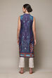 Indigo Cotton Printed Short Kurti image number 4