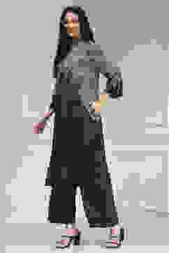 Black Printed Straight Kurta Set image number 3