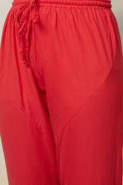 Red Art Silk Double Layered  Kurta Churidar Suit Set image number 4