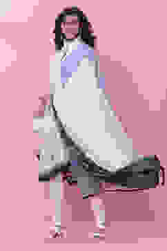 White & Blue Cotton Anarkali Kurta Churidar Suit Set image number 3