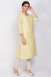 Yellow Cotton Chikankari Embroidered Kurta image number 4