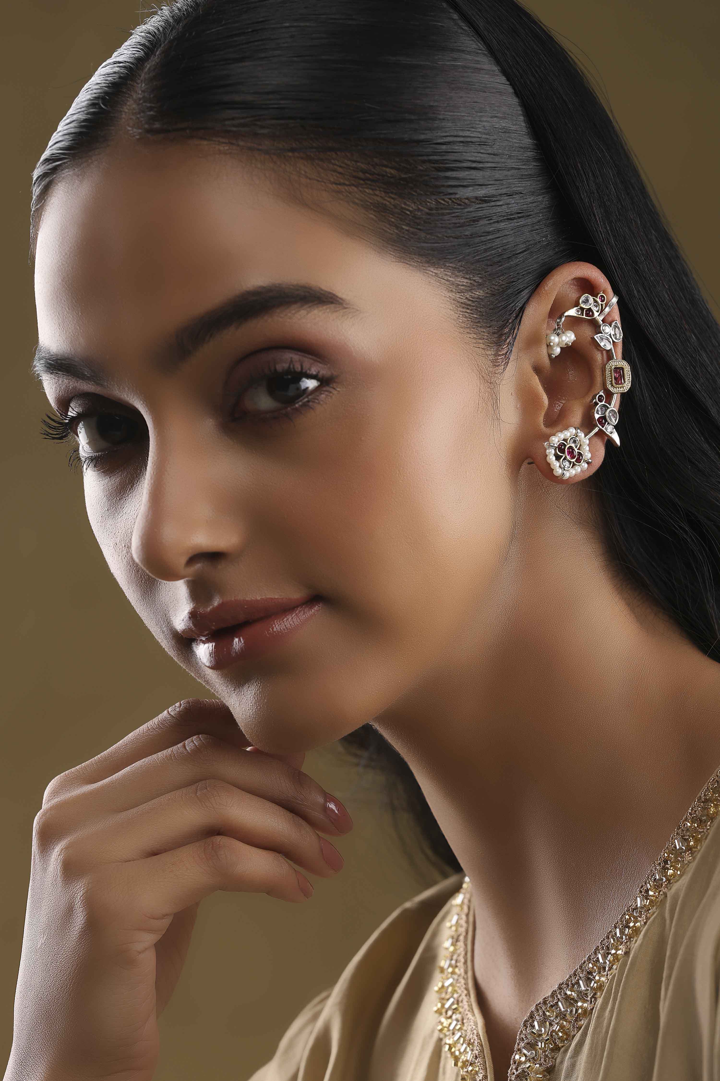 Dark Pink Brass Earcuff image number 3